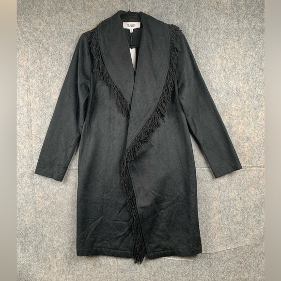 BB Dakota by Steve Madden Jackets & Blazers - BB Dakota by Steve Madden Womens Size Small Fringe Off Coat in Black‎ NWT